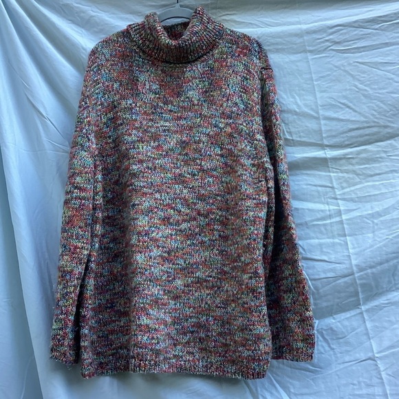 Venezia multi colored knit business casual sweater with cowl neck, size 22/24 - Picture 1 of 10